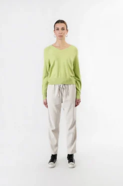 maglia con scollatura a v pistacchio