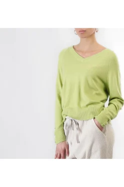 maglia con scollatura a v pistacchio