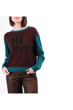 maglia girocollo con logo "be noir" multifondente