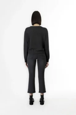 maglia girocollo con logo "be noir" antracite