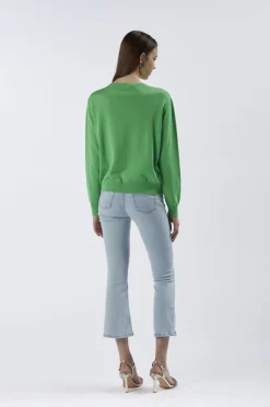 maglia girocollo con scritta "be a flower" menta