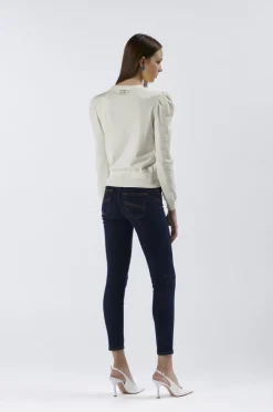 maglia girocollo in misto viscosa bianco