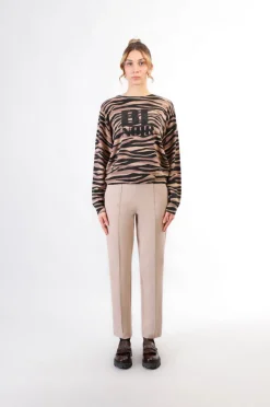 maglia girocollo stampata con logo "be noir" zebra optical