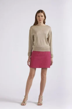 maglia maniche lunghe in lurex light gold