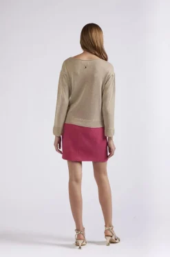 maglia maniche lunghe in lurex light gold