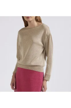 maglia maniche lunghe in lurex light gold