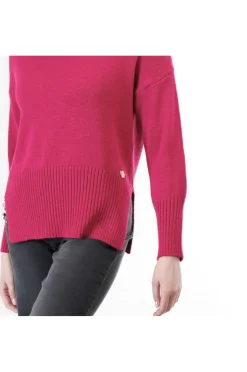 maglia oversize con collo alto magenta