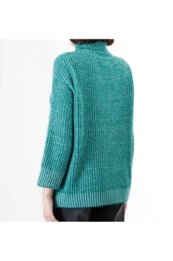 maglione moulinè collo alto smeraldo