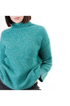 maglione moulinè collo alto smeraldo