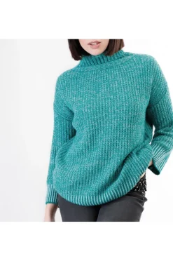 maglione moulinè collo alto smeraldo