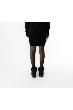 miniabito in maglia con ricamo pailettes nero