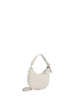 minibag effetto puffy con attacco tracolla e fibbia con strass avorio