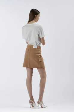 minigonna con tasconi in bull denim ginger