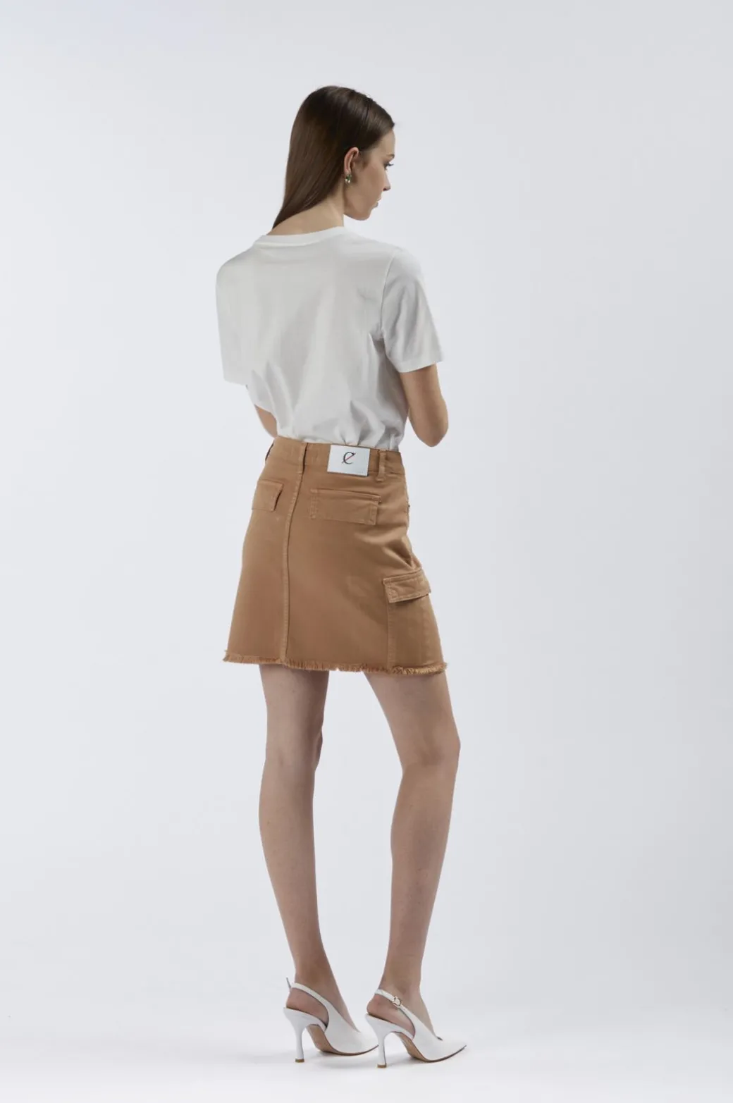 minigonna con tasconi in bull denim ginger