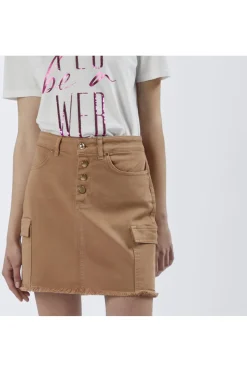 minigonna con tasconi in bull denim ginger