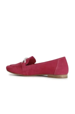mocassini donna in camoscio con mignon strass fuxia