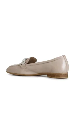 mocassini in pelle con morsetto strass taupe