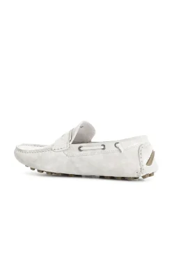 mocassini in pelle scamosciata con passante grigio chiaro