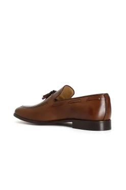 mocassini uomo in pelle con nappine marrone