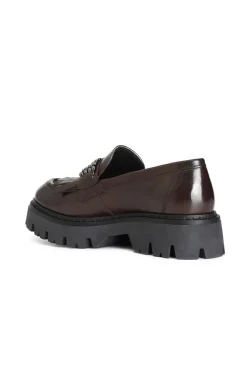 mocassino da donna con frange in pelle t.moro