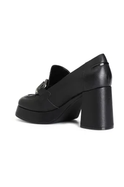 mocassino da donna in nappa con morsetto nero