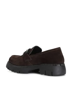 mocassino da donna in pelle scamosciata con morsetto t.moro