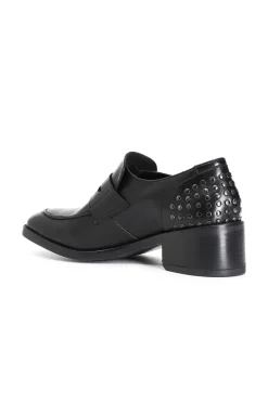 mocassino in pelle con borchie nero