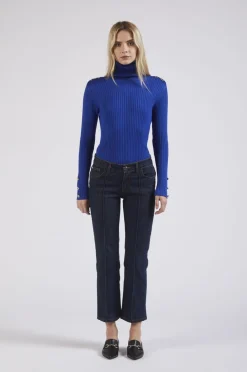 pantalone bootcut con nervatura blu medio scuro