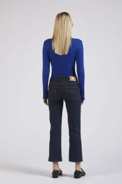 pantalone bootcut con nervatura blu medio scuro
