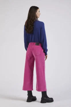 pantalone culotte in velluto tinto capo bubble gum