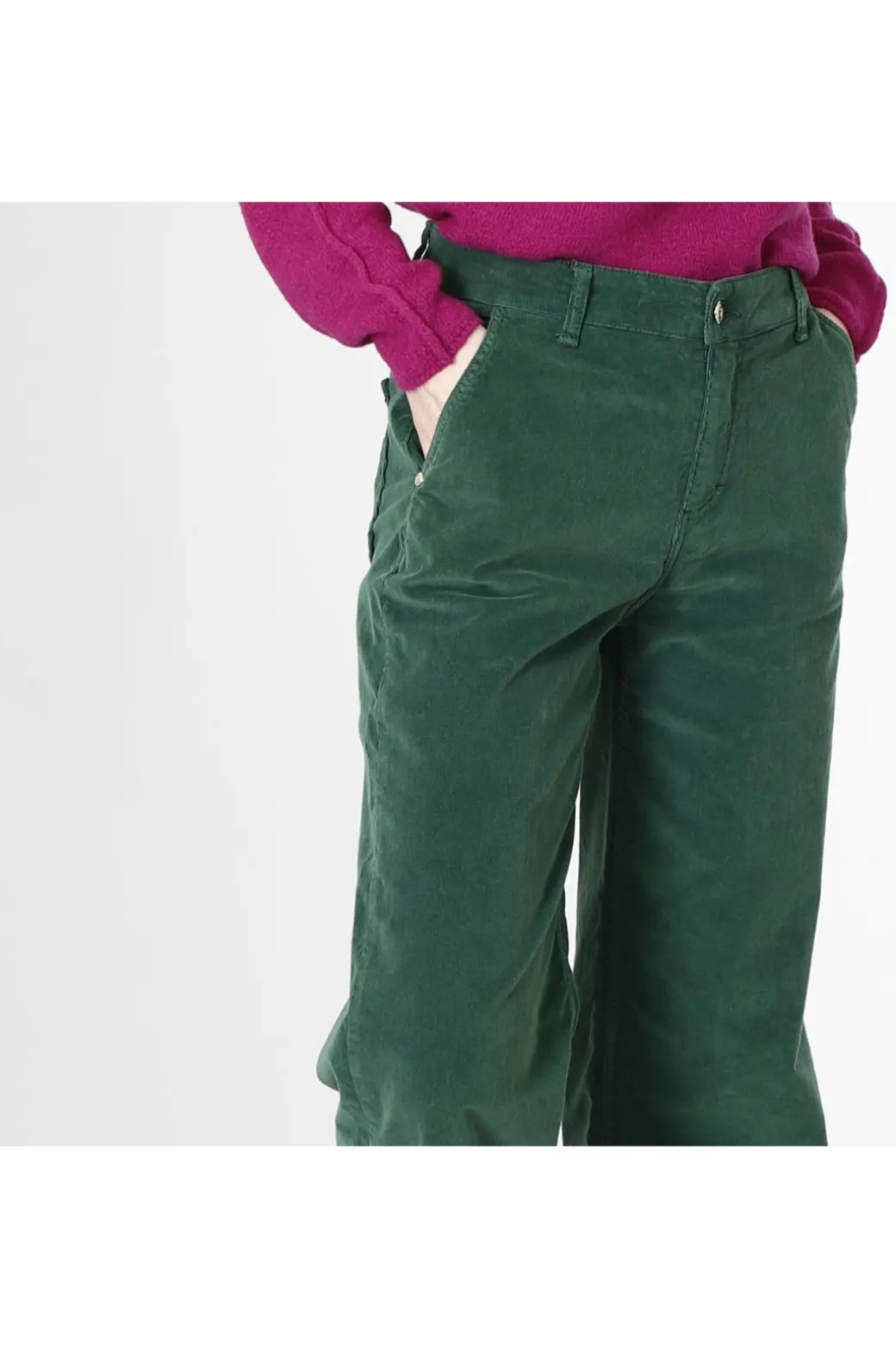 pantalone wide leg in velluto tinto capo bottiglia