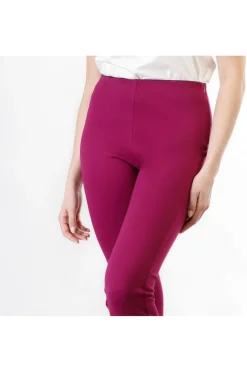 pantaloni a sigaretta con vita elastica magenta