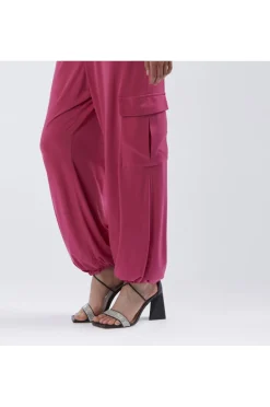pantaloni cargo in jersey fuxia