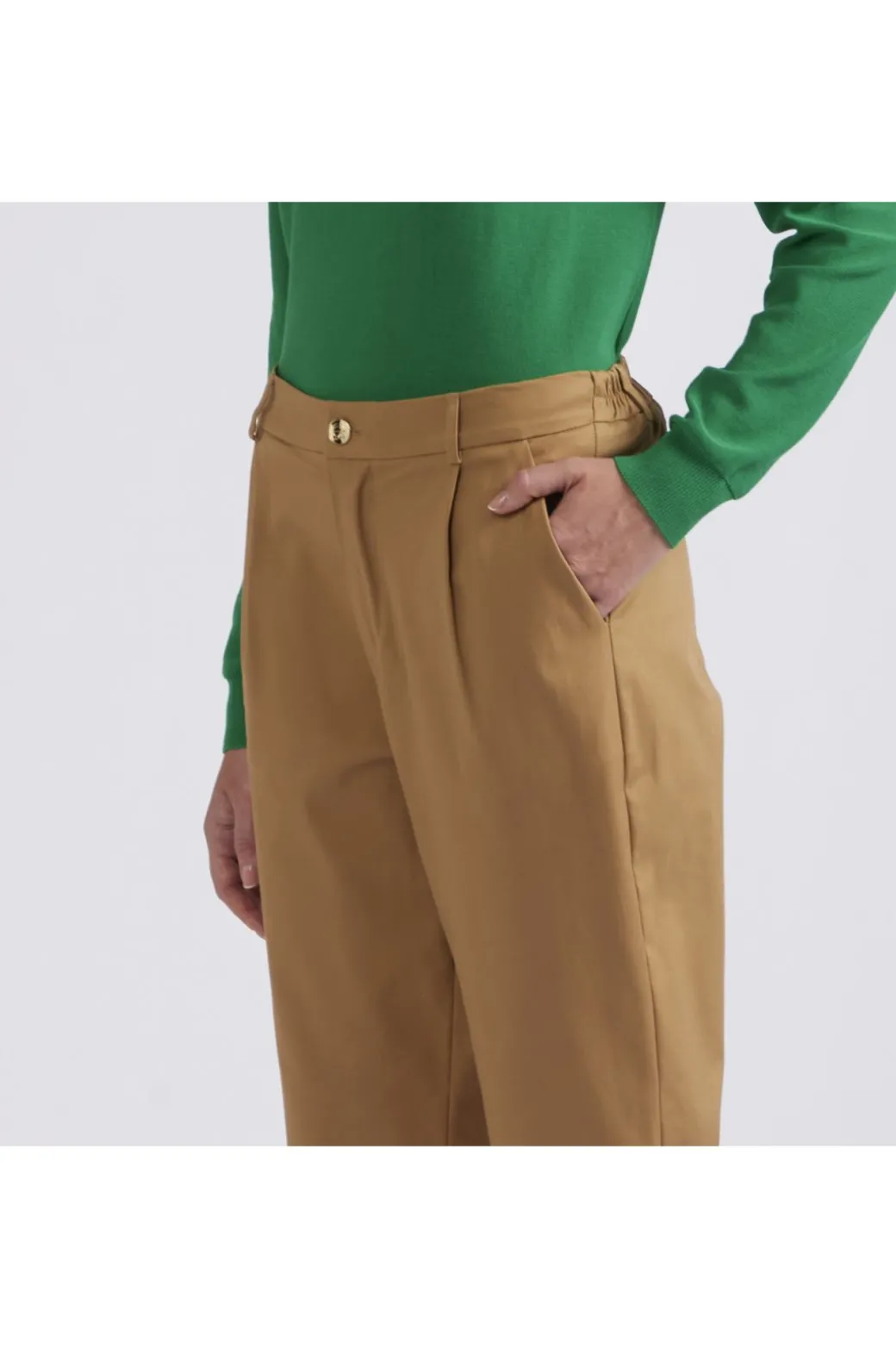 pantaloni chino con pinces in cotone ginger