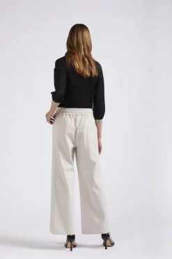 pantaloni con cinturino elasticato gesso