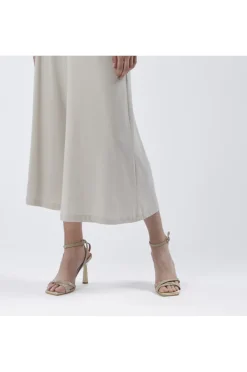 pantaloni culotte con elastico gesso