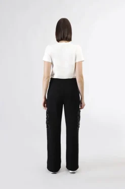 pantaloni in felpa con tasche di pailettes nero