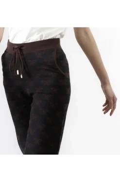 pantaloni in maglia con logo jacquard multinero