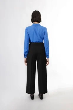 pantaloni palazzo con pinces nero