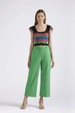 pantaloni palazzo finto denim verde