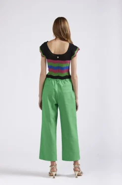 pantaloni palazzo finto denim verde