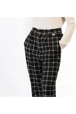 pantaloni palazzo tessuto jacquard quadro multinero