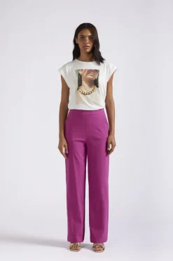 pantaloni palazzo tessuto superstretch fuxia