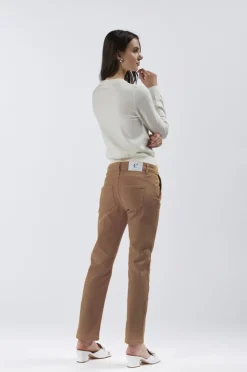 pantaloni slim in bull denim ginger