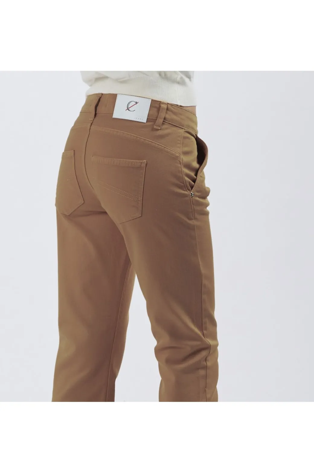 pantaloni slim in bull denim ginger