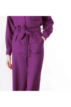 pantaloni super wide con fusciacca fuxia