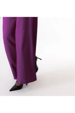 pantaloni super wide con fusciacca fuxia