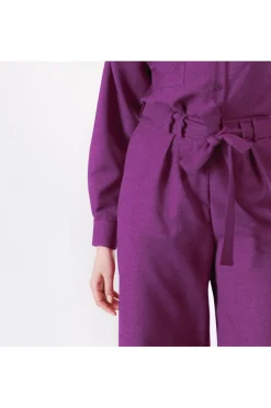 pantaloni super wide con fusciacca fuxia