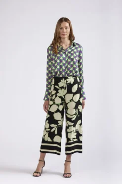 pantaloni tipo culotte stampati maxy fiore nero