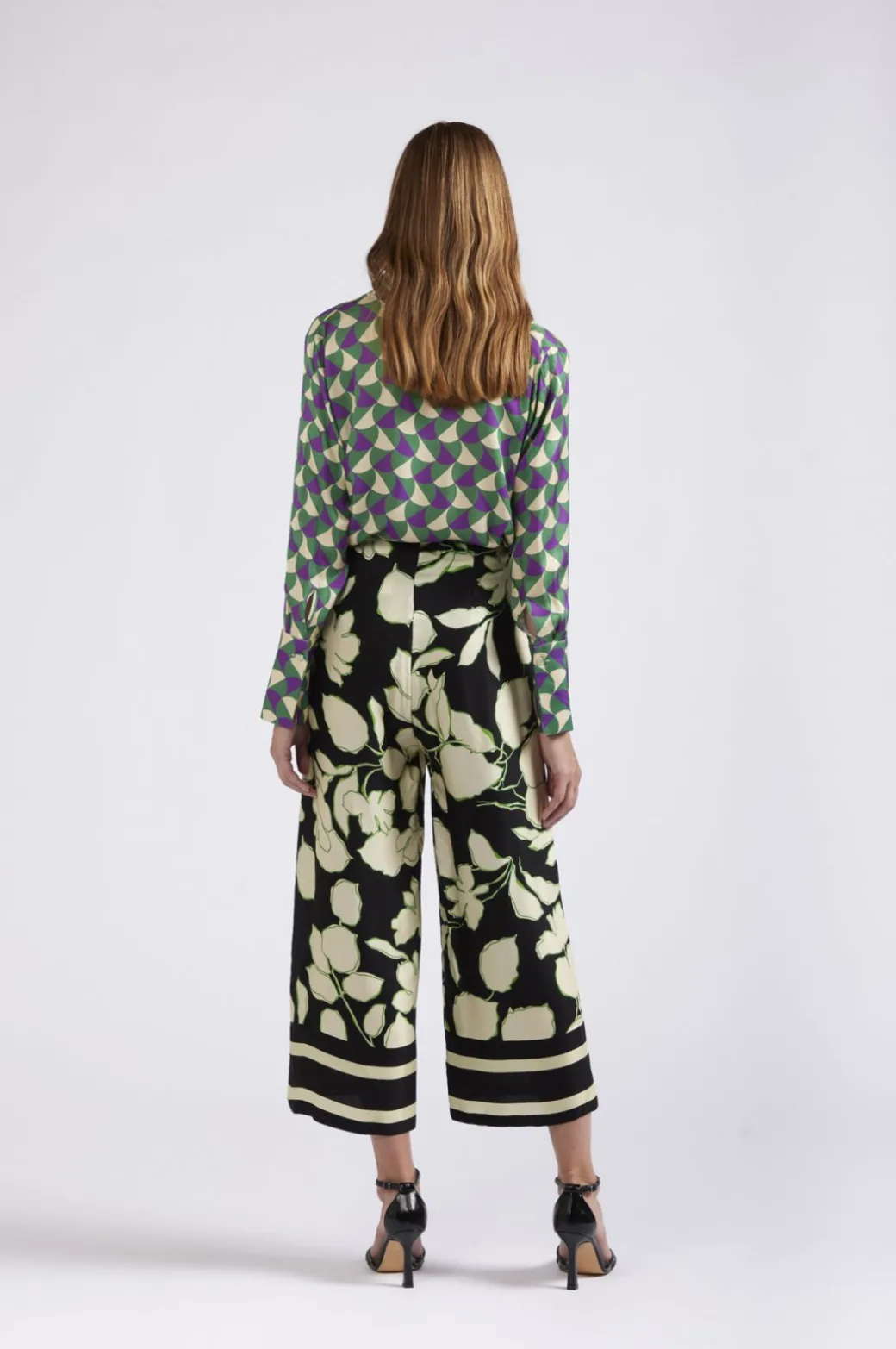 pantaloni tipo culotte stampati maxy fiore nero